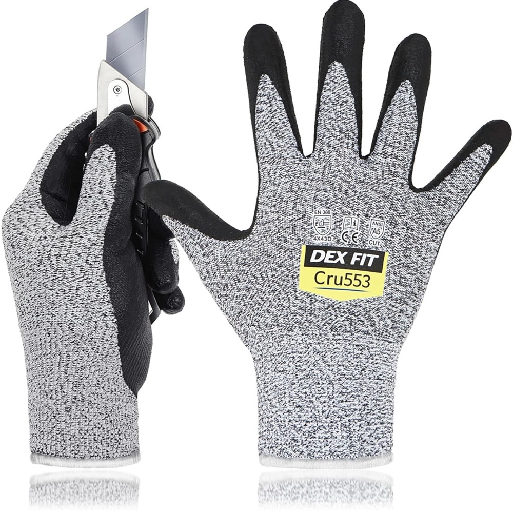 Cru553 Black and Gray Cut Resistant Gloves